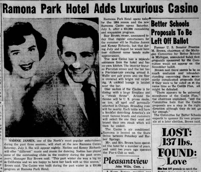 Harbour Inn (Harbor Inn, Ramona Park Hotel) - Jul 01 1954 Article (newer photo)